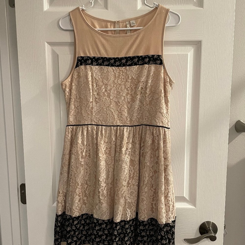 Lauren Conrad Cream/Black Lace Dress Sz 12